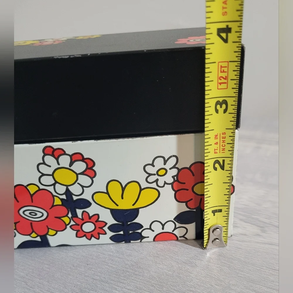 Vintage 70s Original Ohio Art Groovy Floral Print Recipe Card File Box